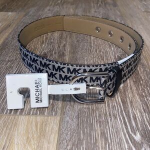 Large Michael Kors Cotton Black Monogram Belt